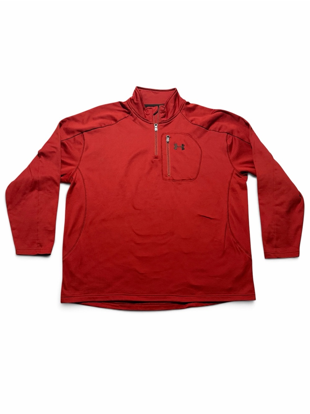 Under Armour 1/4 Zip Pullover Men’s XXL Red Orange Athletic Polyester Spandex